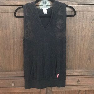 Hard Tail black lace sleeveless hoodie